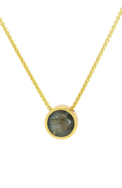 Dean Davidson Midi Signature Stone Pendant Necklace In Labradorite/ Gold
