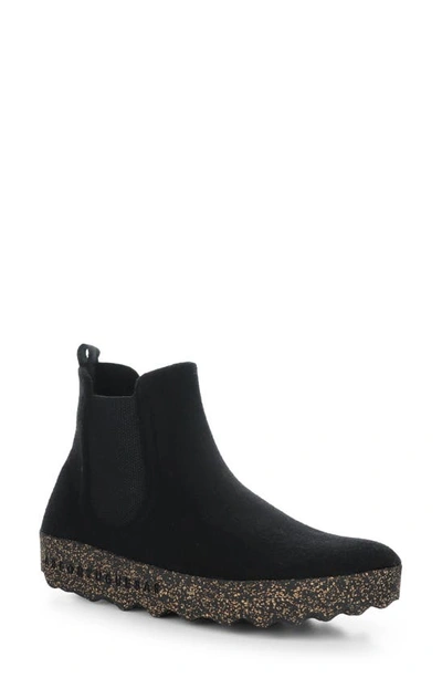 Asportuguesas By Fly London Caia Chelsa Boot In Black Tweed/ Felt