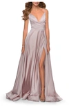 LA FEMME STRAPPY BACK SATIN BALLGOWN,28607