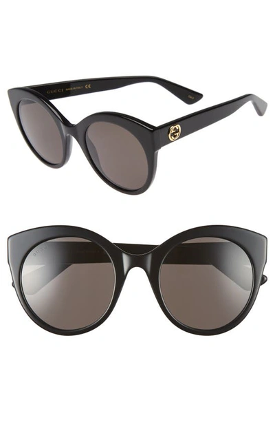 Gucci 52mm Cat Eye Sunglasses In Black/ Grey
