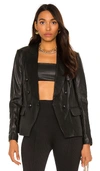 L'agence Kenzie Double-breasted Suede Blazer In 黑色