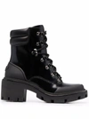 Tory Burch Leather And Rubber Ankle Boots With Tracked Sole In Black