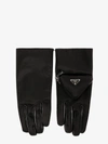 Prada Nylon And Leather Gloves In Black