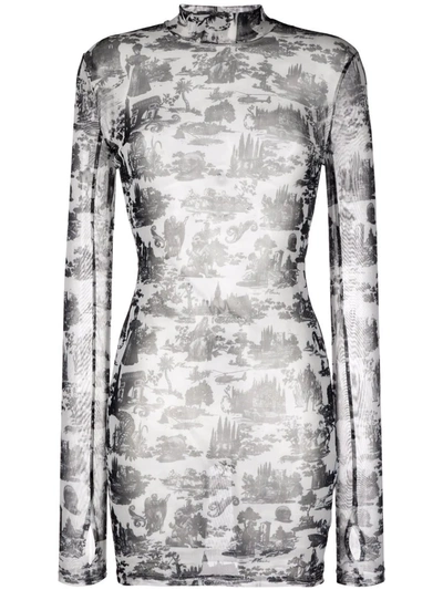 Philipp Plein En Plein Air-print Mini Dress In White