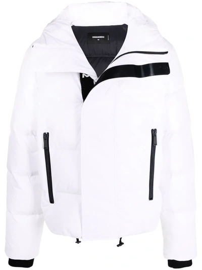 Dsquared2 Logo-strap Padded Jacket In Bianco