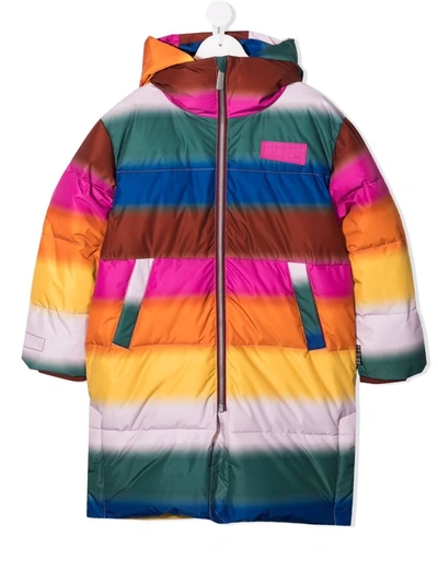 Molo Kids' Harper Puffer Jacket Glowy Rainbow In Yellow