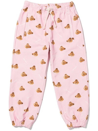 Palm Angels Kids' Teddy-print Track Pants In Pink