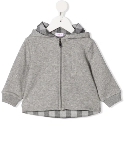 Il Gufo Babies' Zip-front Cotton Hoodie In Grey