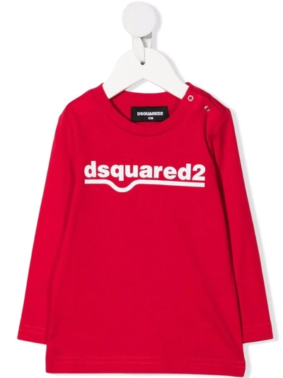 Dsquared2 Babies' Logo-print Long-sleeve T-shirt In Red