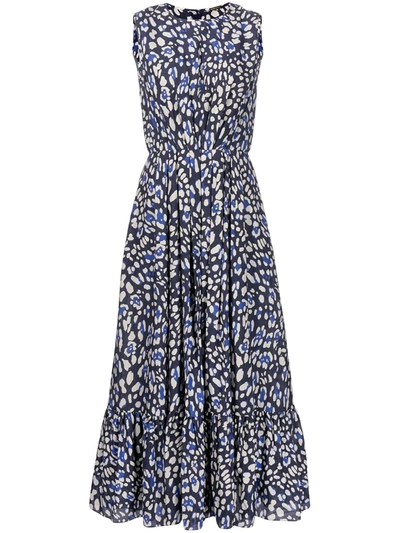 Adam Lippes Leopard-print Cotton And Silk-blend Voile Midi Dress In Blue Leopard