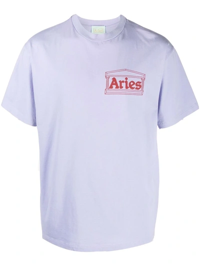 Aries Kebab-print Cotton-jersey T-shirt In Purple