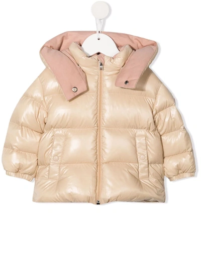 Moncler Babies' 金属感蓬松连帽外套 In Neutrals