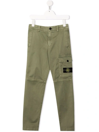 Stone Island Green Teen Cotton Cargo Trousers