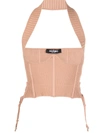Adamo Ribbed-knit Corset Top In Neutrals