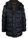 Moorer Hooded Zip-up Padded Coat In Blue