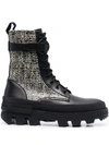 MONCLER TWEED-PANELLED MID-CALF BOOTS