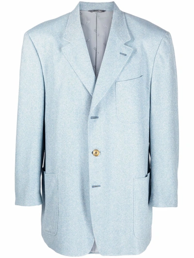 Pre-owned Dior 1990s  Single-breasted Cashmere Jacket In Blue