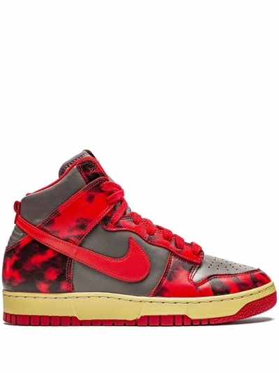 Nike Dunk High 1985 Logo-patch Leather Trainers In University Red/chile Red-cave Stone