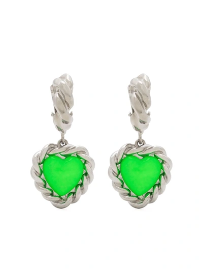 Safsafu Silver & Green Limelight Earrings In 银色