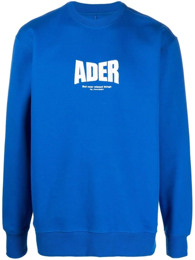 Ader Error Logo-print Crew Neck Jumper In Blue