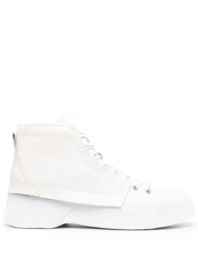 Jw Anderson Stitched-panel High-top Sneakers In White