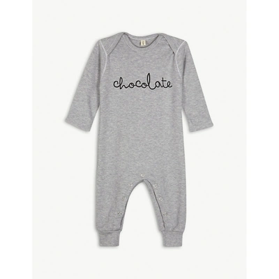 Organic Zoo Chocolate Cotton Babygrow 3-12 Months In Grey