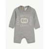 GUCCI GREY LOGO-EMBROIDERED COTTON PLAYSUIT 3-12 MONTHS 6-9 MONTHS