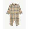 BURBERRY ARCHIVE BEIGE MICHAEL CHECKED STRETCH-COTTON BABYGROW 1-18 MONTHS 18 MONTHS