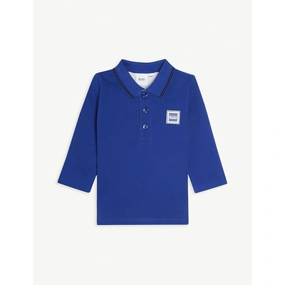 Hugo Boss Babies' Blue Logo-stamped Cotton Polo Shirt 3 Months-3 Years 18 Months