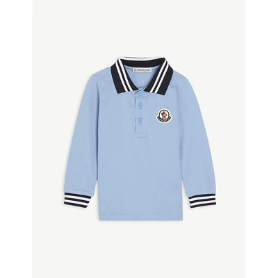 Moncler Babies' Light Blue Badge Logo-patch Cotton-blend Polo Shirt 3-36 Months 3 Years
