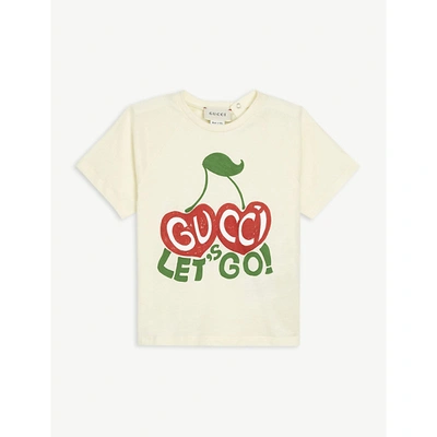 Gucci Babies' Cream Logo-detail Cherry-print Cotton T-shirt 0-24 Months 6-9 Months