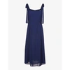 Reformation Twilight Square-neck Chiffon Midi Dress In Danube