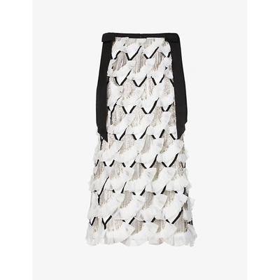 Carolina Herrera Womens White Multi Bead-embellished Tassels Silk Mini Shift Dress 10