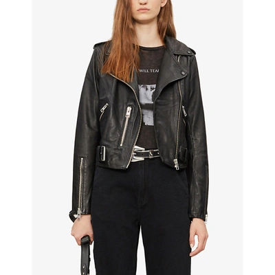 ALLSAINTS ALLSAINTS WOMENS BLACK BALFERN LEATHER BIKER JACKET,40335513