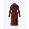 Victoria Beckham Womens Iron Red Belted Cotton-velvet Trench Coat 6 In Iron Red