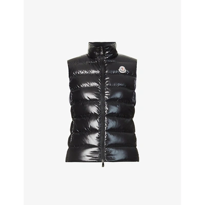 Moncler Womens Black Ghany Logo-embroidered Padded Shell-down Gilet Xs