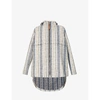 LOEWE WOMENS BLUE/MULTICOLOR ANAGRAM-EMBROIDERED STRIPED COTTON JACKET 6