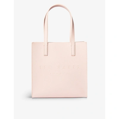 Ted Baker Icon Small Crosshatch Faux-leather Shopper In Pink