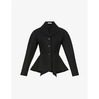 Alaïa Womens Noir Peplum-hem Wool- And Cashmere-blend Jacket 12