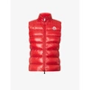 Moncler Ghany Short Shiny Nylon Down Vest In Red