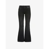 Paige Womens Moonlit Black Genevieve Flared High-rise Stretch-denim Jeans 24