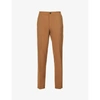 Sandro High-rise Stretch-jersey Trousers In Camel