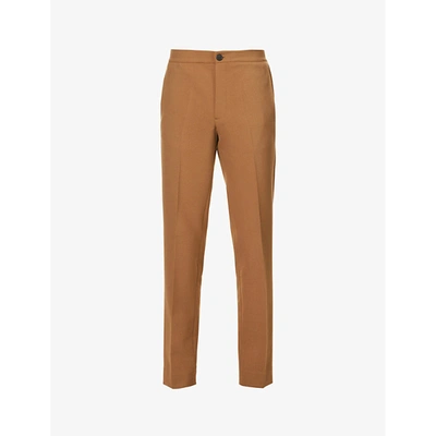 Sandro High-rise Stretch-jersey Trousers In Camel