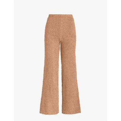 Skims Cozy Boucle Knitted Trousers In Camel