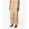 DION LEE WOMENS BEIGE PARACHUTE TAPERED HIGH-RISE COTTON TROUSERS XS