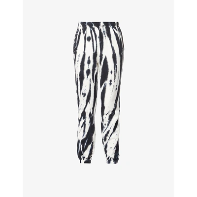 Good American Womens Black And White Tie Dye Boyfriend Mid-rise Cotton-jersey Jogging Bottoms L
