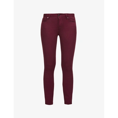 Paige Womens Vintage Deep Berry Verdugo Ankle Skinny High-rise Stretch-denim Jeans 23 In Red