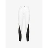 Mugler Womens White/black Pin-tucked Panels High-rise Stretch-denim Jeans 8