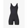Girlfriend Collective Bike Scoop-neck Recycled Polyester-blend Unitard In Black