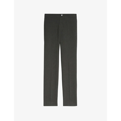 Sandro High-rise Stretch-jersey Trousers In Charcoal Grey